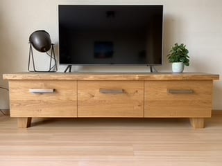Tv meubel-massief eiken-boomstam blad- lades
